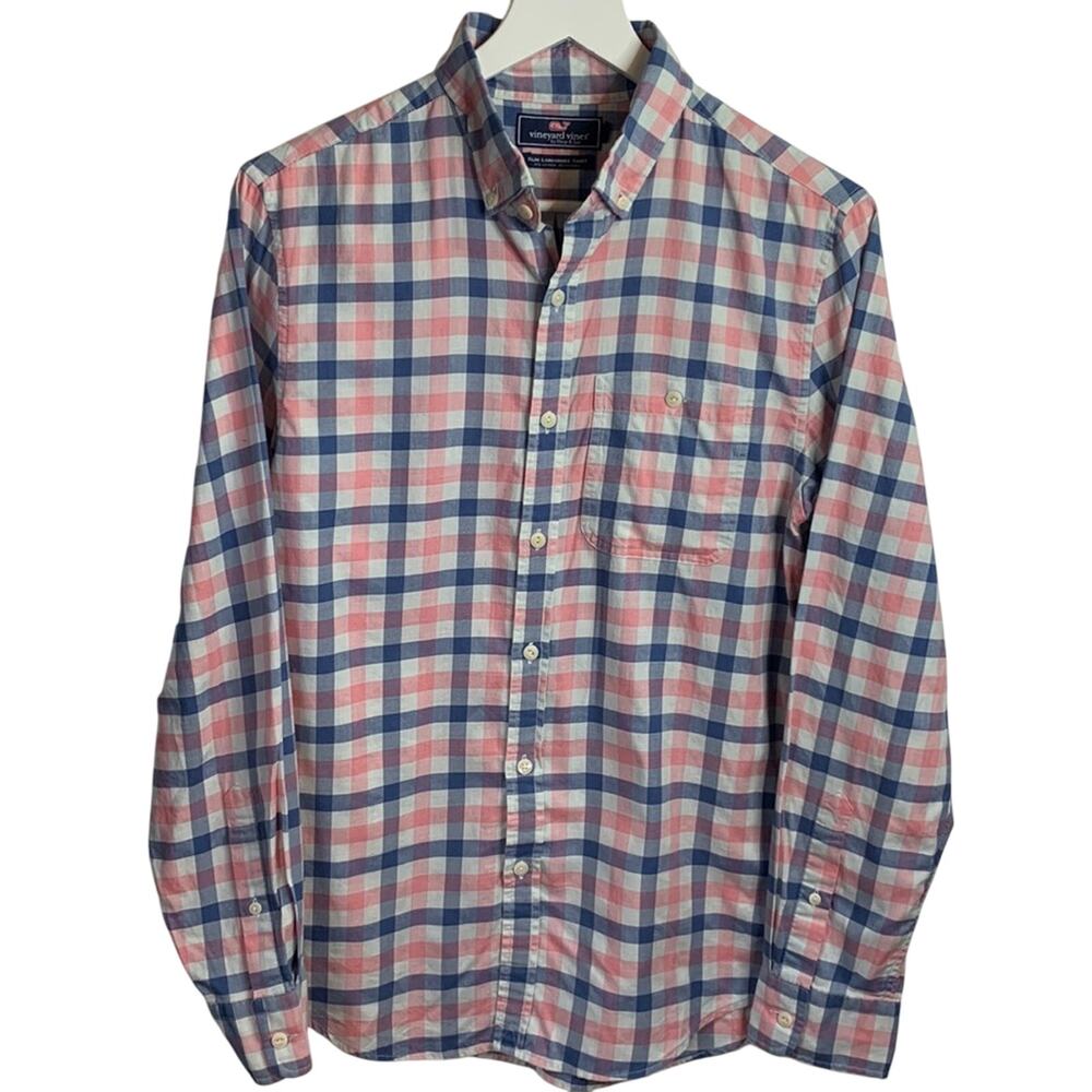 Vineyard Vines Button Down Gingham Plaid Slim Fit Longshore Shirt M-105 Sz S